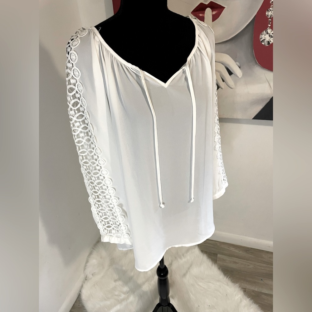 New Direction sheer white top XL